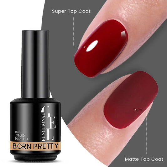 Born Pretty nail polish bottle with red nail color on a gray background