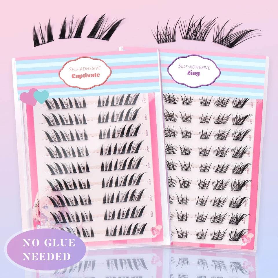 Self Adhesive No Glue Reusable Cluster False Eyelashes Natural Soft Lashes