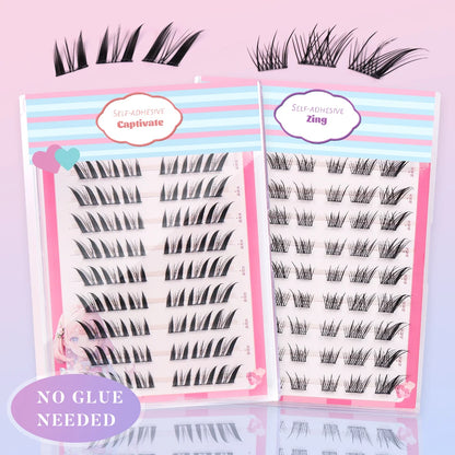 Self Adhesive No Glue Reusable Cluster False Eyelashes Natural Soft Lashes