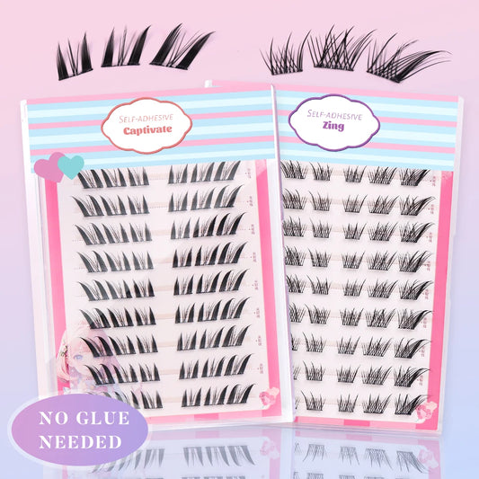 Self Adhesive No Glue Reusable Cluster False Eyelashes Natural Soft Lashes