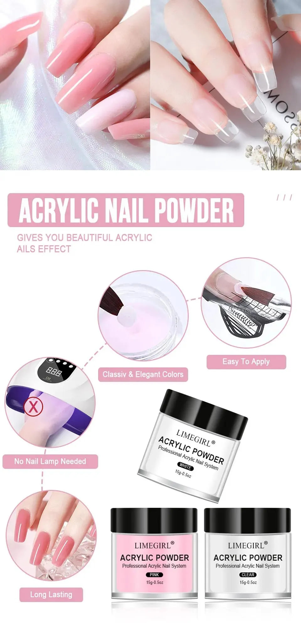 Acrylic Nail Powder and Liquid Monomer Manicure Kit for Nail Art