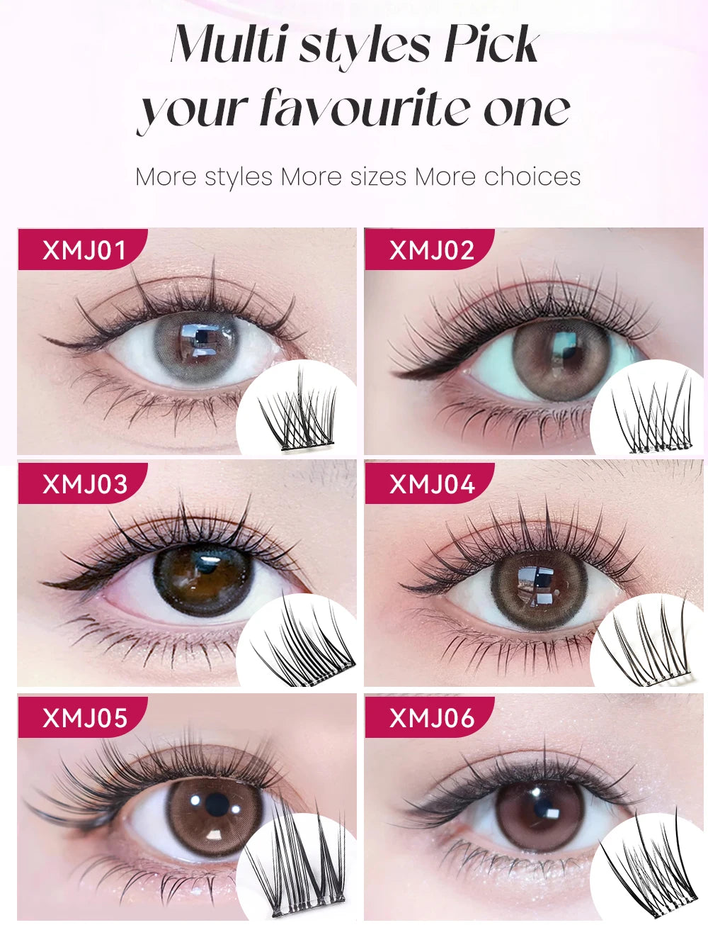 Yelix Self Adhesive Korean Manga Style Cluster Lashes 10 Row Natural Soft