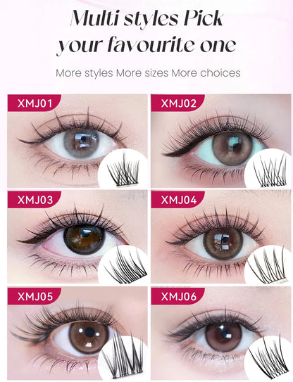 Yelix Self Adhesive Korean Manga Style Cluster Lashes 10 Row Natural Soft