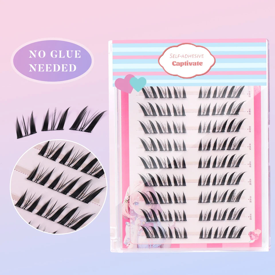 Self Adhesive No Glue Reusable Cluster False Eyelashes Natural Soft Lashes