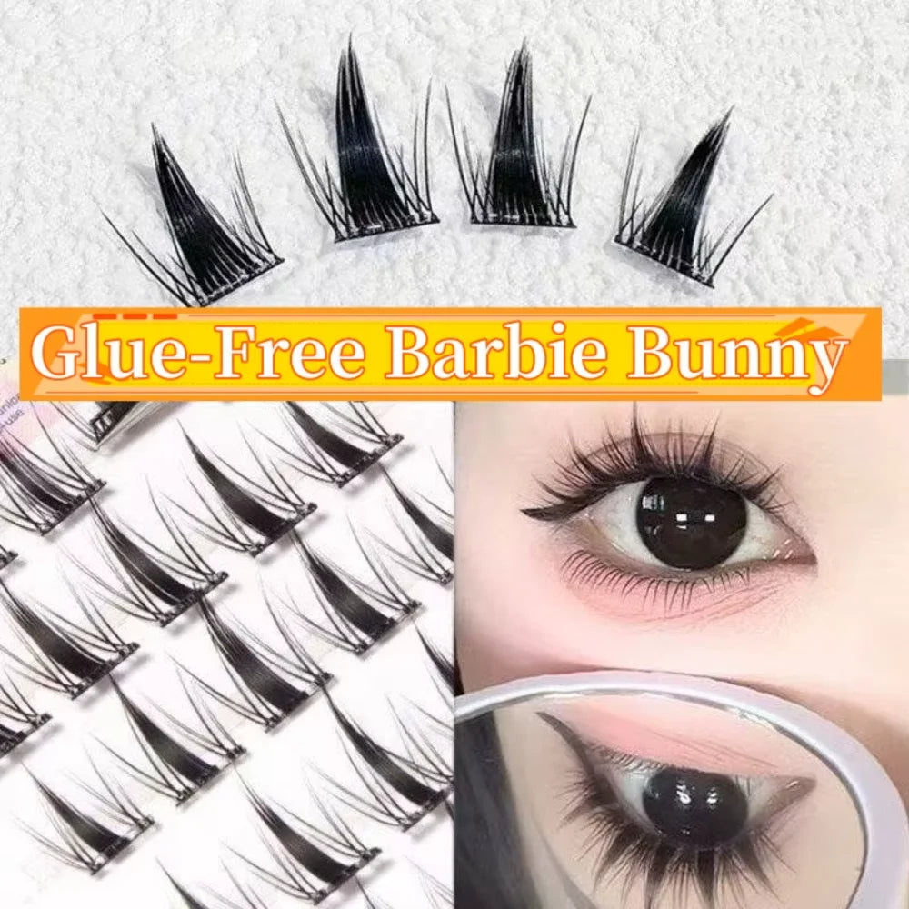 HISYI Self Adhesive Manga Style Cluster Lashes 10 Row Box Natural Look