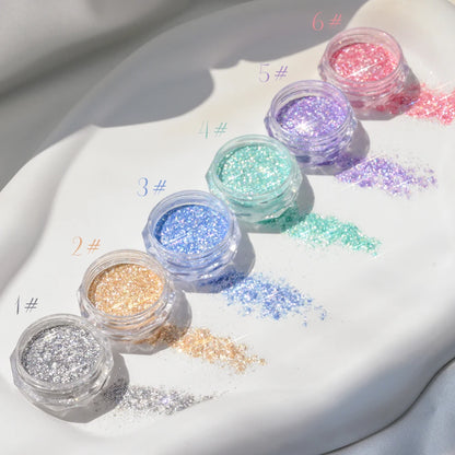 6 Color Opal Neon Iridescent Mirror Nail Glitter Powder Set