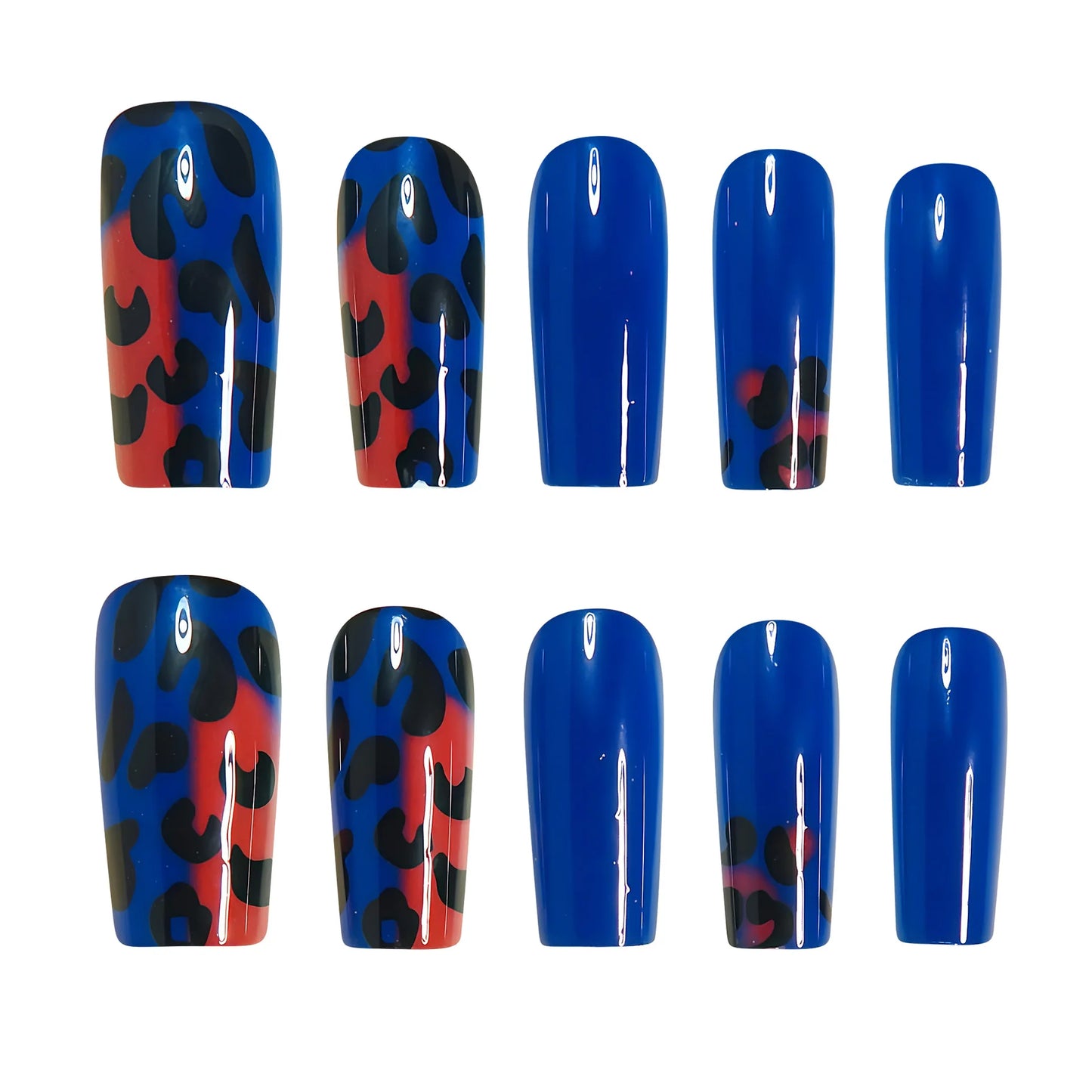 Medium Gradient Multicolor Leopard Print Press On Nails Square Almond Tips