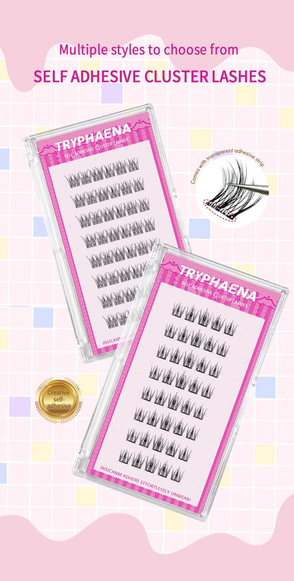 Self Adhesive Lash Cluster Set Korean Manga Style Natural Wispy Individual Eyelashes