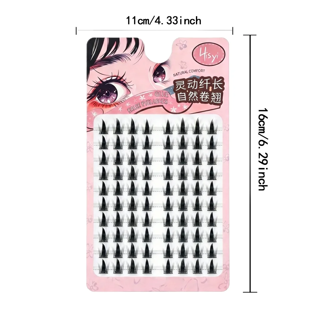 HISYI Self Adhesive Manga Style Cluster Lashes 10 Row Box Natural Look