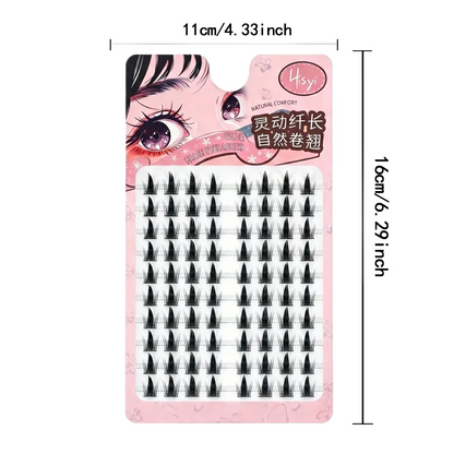 HISYI Self Adhesive Manga Style Cluster Lashes 10 Row Box Natural Look