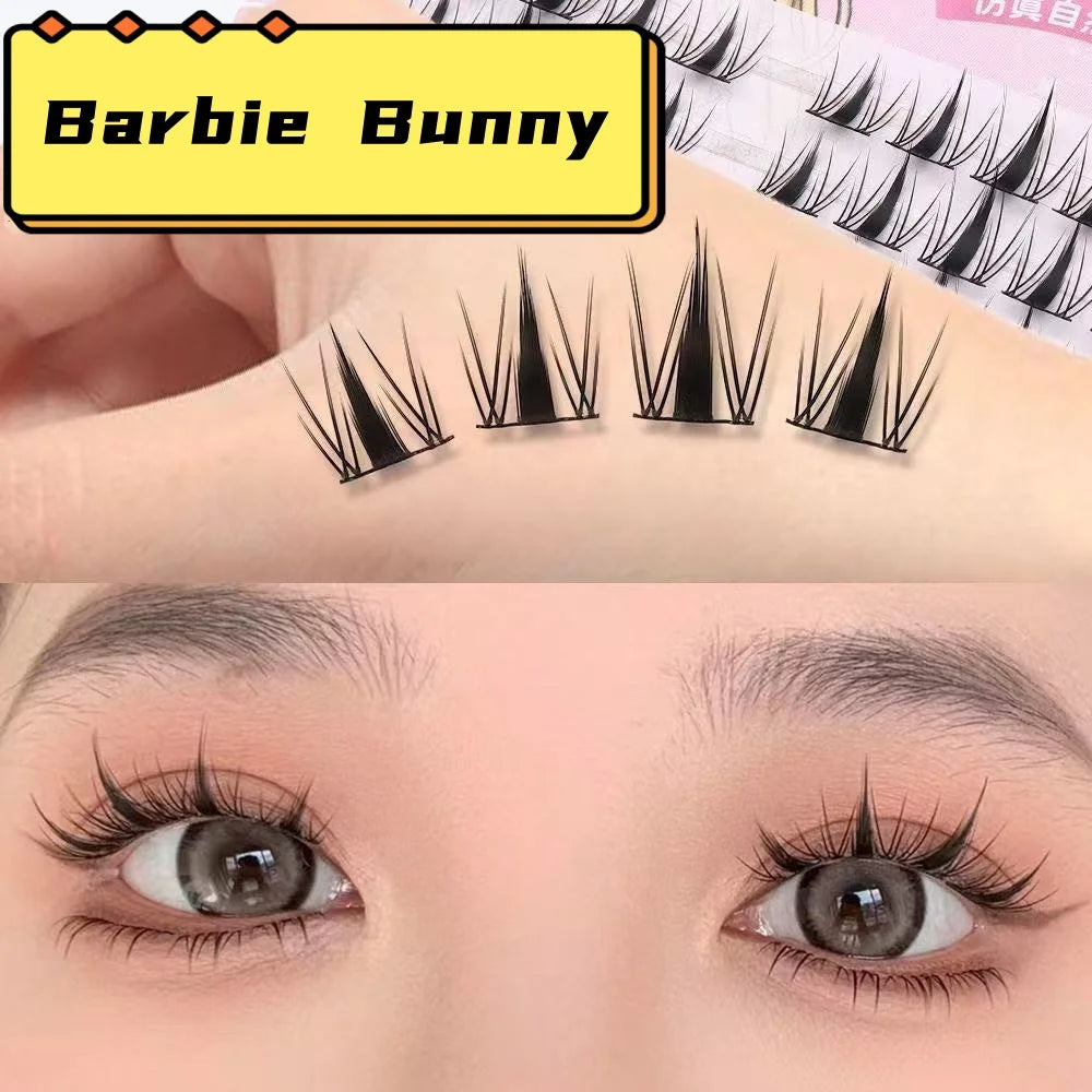HISYI Self Adhesive Manga Style Cluster Lashes 10 Row Box Natural Look