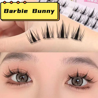 HISYI Self Adhesive Manga Style Cluster Lashes 10 Row Box Natural Look