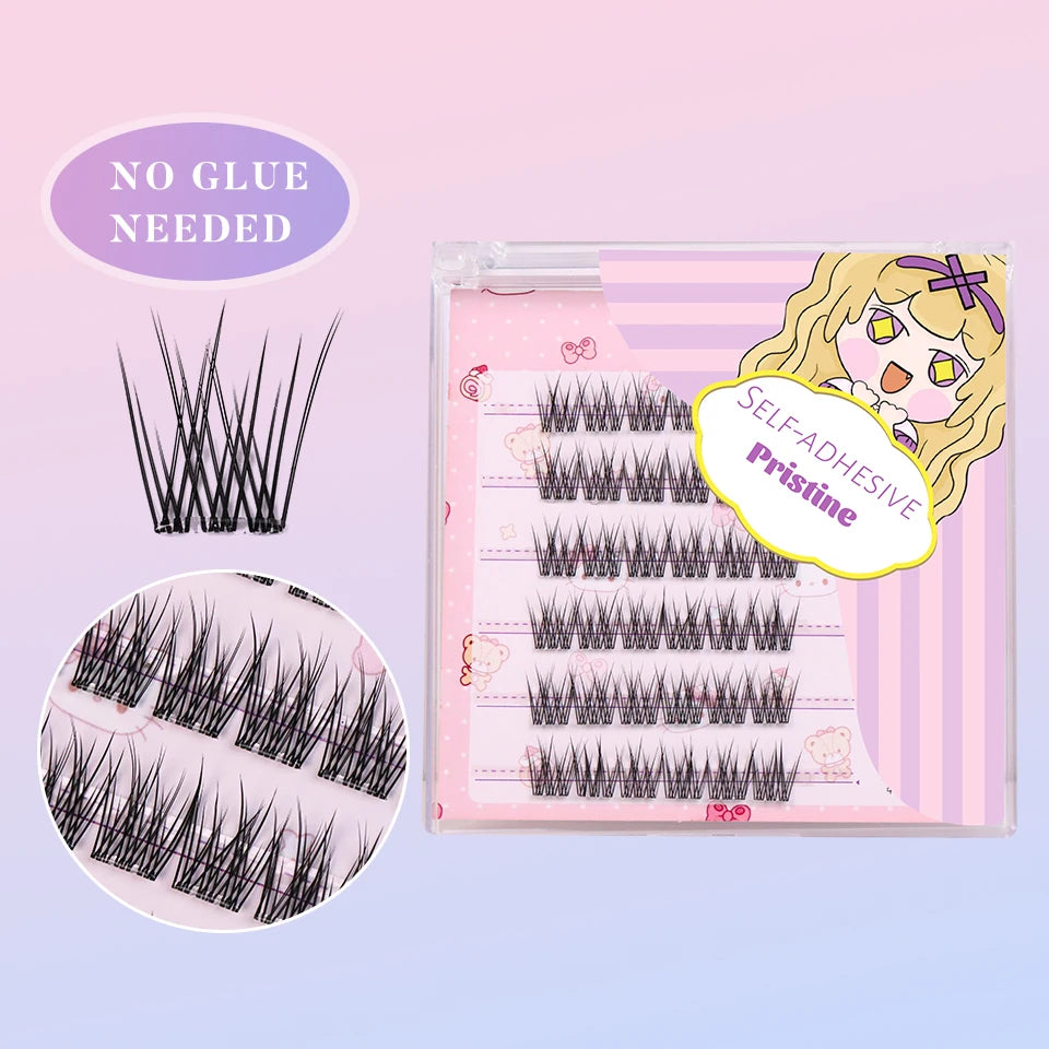 Self Adhesive No Glue Reusable Cluster False Eyelashes Natural Soft Lashes