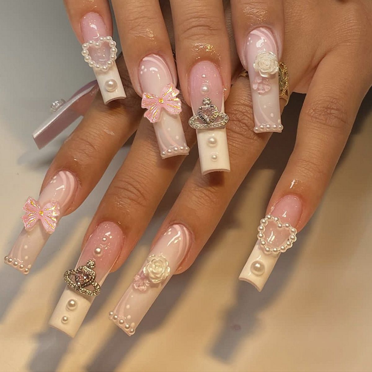Rectangular Rhinestone Press On Nails