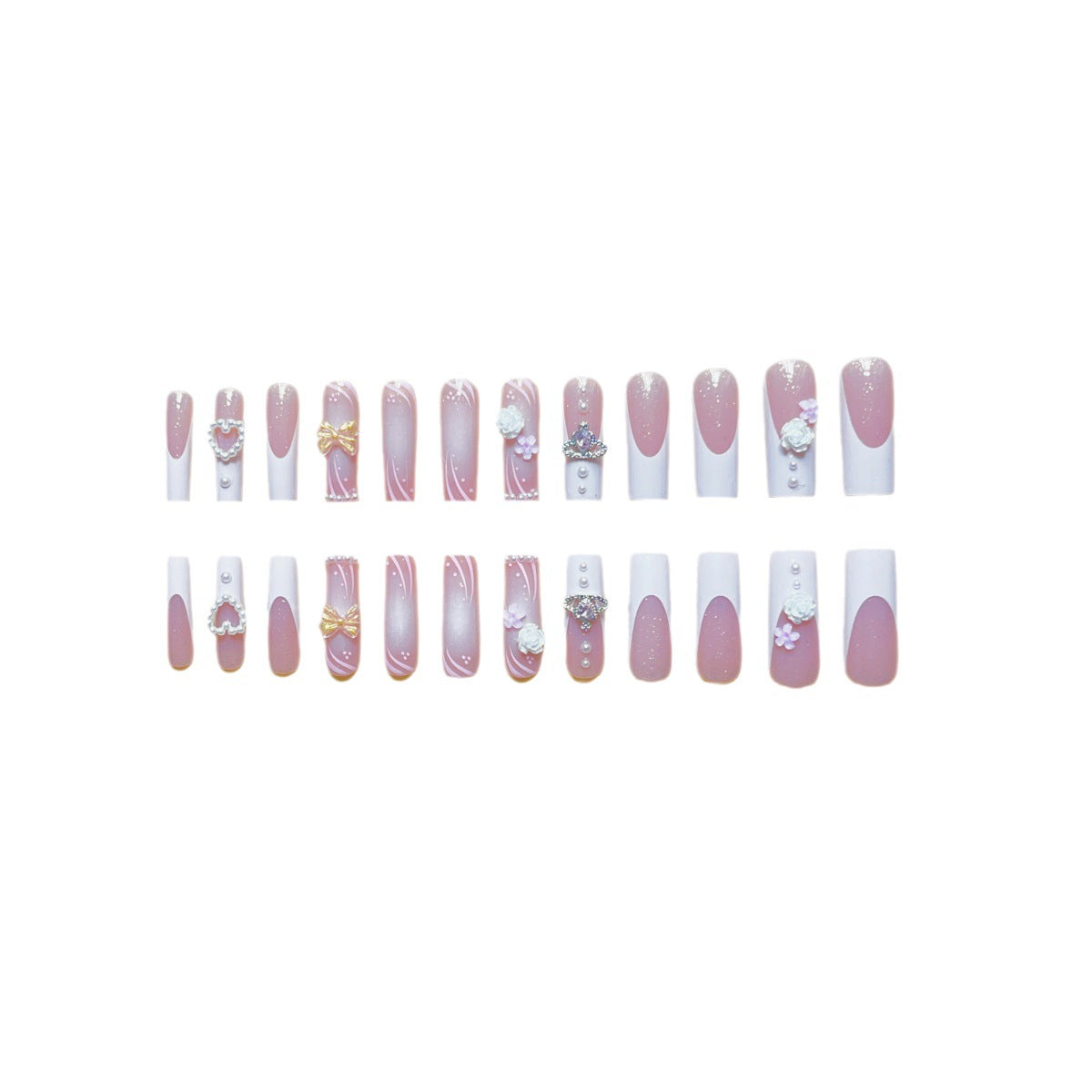 Rectangular Rhinestone Press On Nails