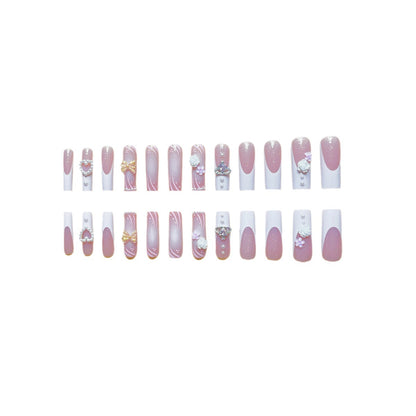 Rectangular Rhinestone Press On Nails