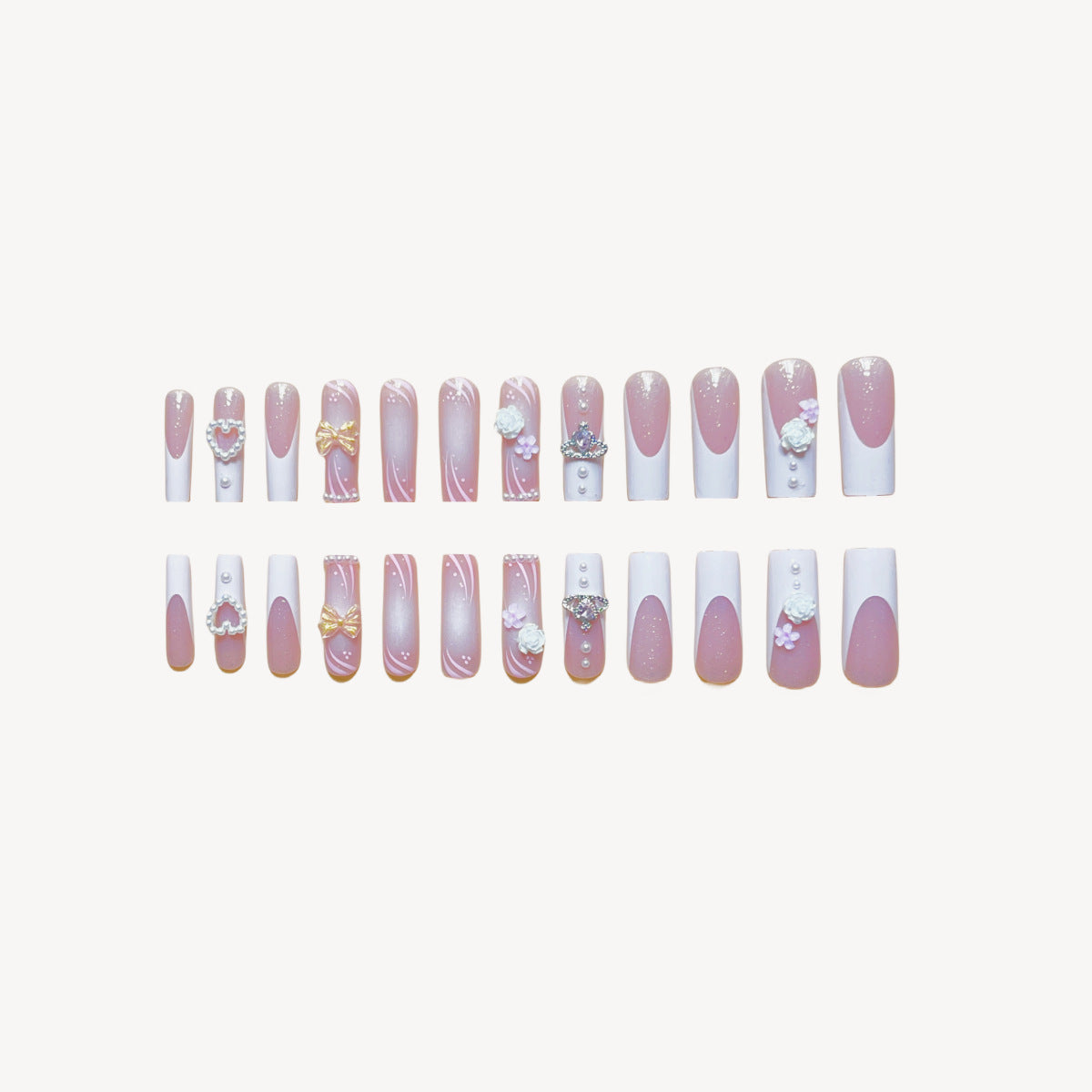 Rectangular Rhinestone Press On Nails