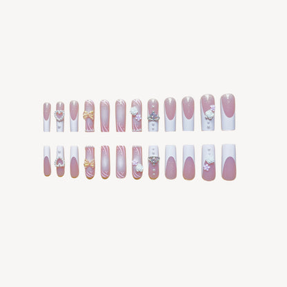 Rectangular Rhinestone Press On Nails