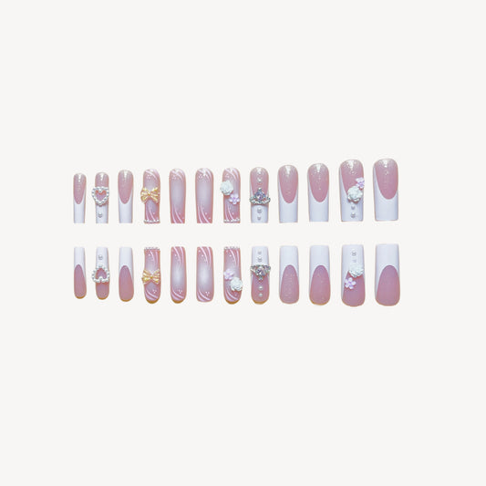 Rectangular Rhinestone Press On Nails